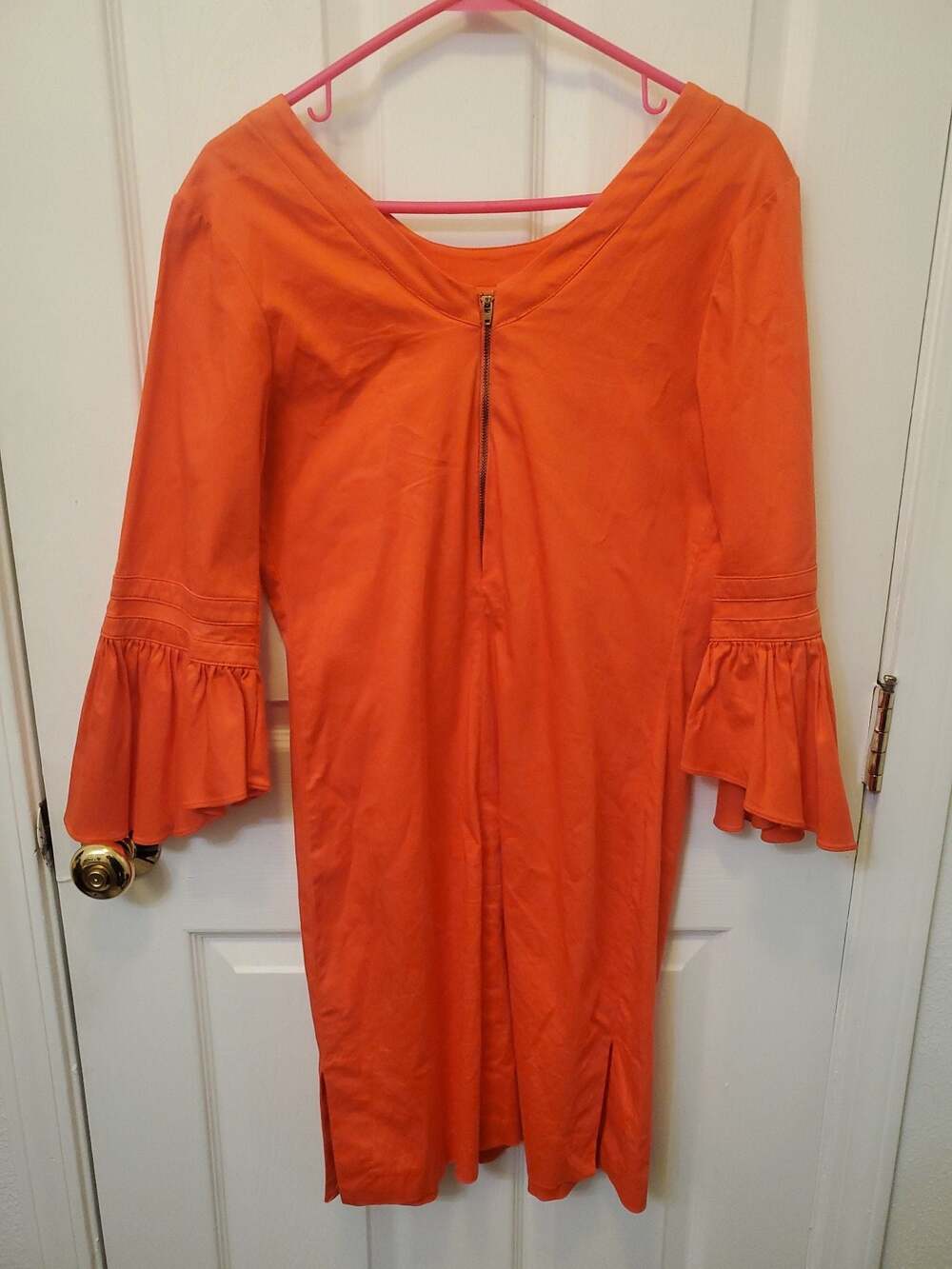 Lissa Mar Orange Flare Sleeve Shift Dress Size M - Picture 6 of 6